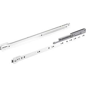 Hettich Teilauszug-Rollschubführung, 550 mm, weiß pulverbeschichtet, für Möbelausstattung.