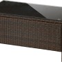 Tisch aus braunem Polyrattan mit Glasplatte, Teil des Gartenmöbel-Sets Canera.