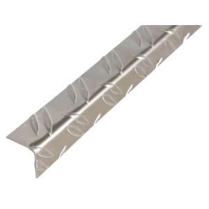 Gleichschenkliges Winkelprofil aus Aluminium, 23,5x23,5x2000 mm, mit Riffelblechmuster.