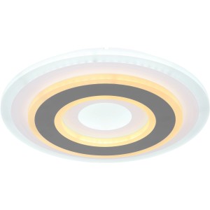 Moderne LED-Deckenleuchte Sabatino, Ø 30 cm, weiß/anthrazit, dimmbar mit Fernbedienung.