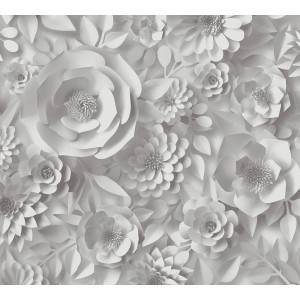 AS-Creation 3D-Panel Pop up Blüten grau-weiß, selbstklebende Bordüre mit 3D-Effekt.