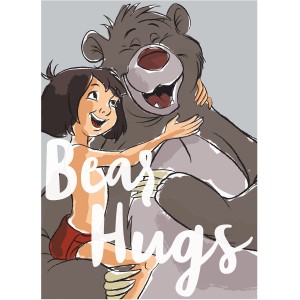 Komar Wandbild "Bear Hug" (50x70 cm): Mogli umarmt Balu, den Bären.