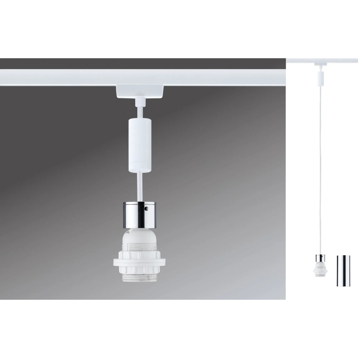 Paulmann 2Easy URail Pendelleuchte, signalweiß, 150cm, für LED-Schienensystem.