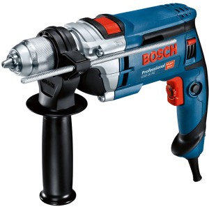Bosch Professional GSB 16 RE Schlagbohrmaschine im Koffer, blau/silber mit Zusatzhandgriff.