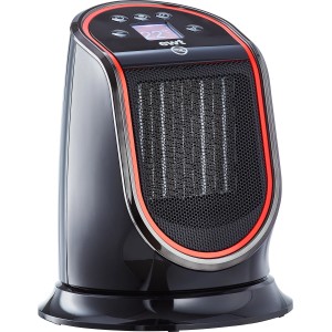 Schwarzer Ewt Keramik-Heizlüfter M2 GTSB mit Display und roter Umrandung. Heizlüfter für wohlige Wärme.