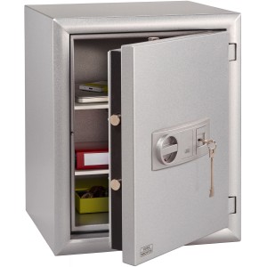 Burg-Wächter Wertschutzschrank MTD 760 K, Tresor mit geöffneter Tür, silber-metallic, mit Fachböden.