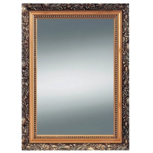 Rechteckiger Spiegel Verde 55x75 cm mit goldfarbenem, verzierten Rahmen. Ideal für Bad und WC.