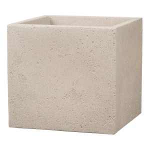 Quadratischer Scheurich Pflanzkübel C-Cube in Sand-Optik, 27x28,5x28,5 cm, für Garten & Balkon.