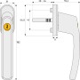 Abus Fenstergriff FG210 S (3er-Set) mit Maßen, abschließbarer Fenstergriff für erhöhte Sicherheit.