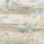 Komar Vlies Fototapete Amenity mit Berglandschaft in Beige und Blau, 200x280 cm.