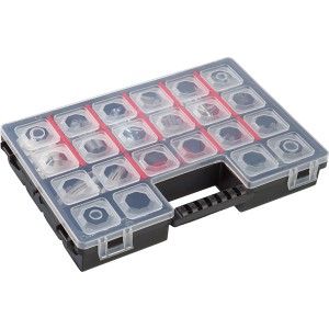 LUX Dübel- und Schraubenset, 376-teilig, im Sortimentskasten mit verschiedenen Dübeln und Schrauben.