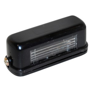 Schwarze Kennzeichenleuchte (85x53mm) für PKW-Anhänger aus Kunststoff.