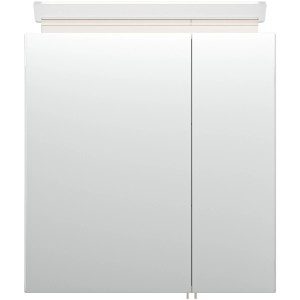 Posseik Spiegelschrank, 60 cm, weiß, mit Softclose-Türen und Aufsatzleuchte.