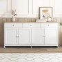 okwish Sideboard mit 4 Türen 3 Schubladen Wohnzimmer Esszimmer 160x37x75cm Weiß_3