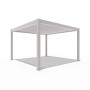 Elektrische Aluminium Pergola Deluxe Plus in Sand, 4x4m, mit verstellbarem Lamellendach und LED-Beleuchtung.