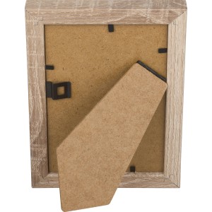 Rückansicht: MDF-Bilderrahmen in Eiche gekälkt, 10x15 cm, mit Aufsteller.