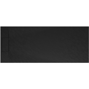 Rechteckige, anthrazitfarbene Schulte Duschwanne ExpressPlus Extraflach, 170x70 cm, in Steinoptik.