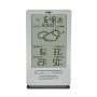 Silberne TFA Funk-Wetterstation Xena mit Außensensor zeigt Innen- und Außentemperatur.