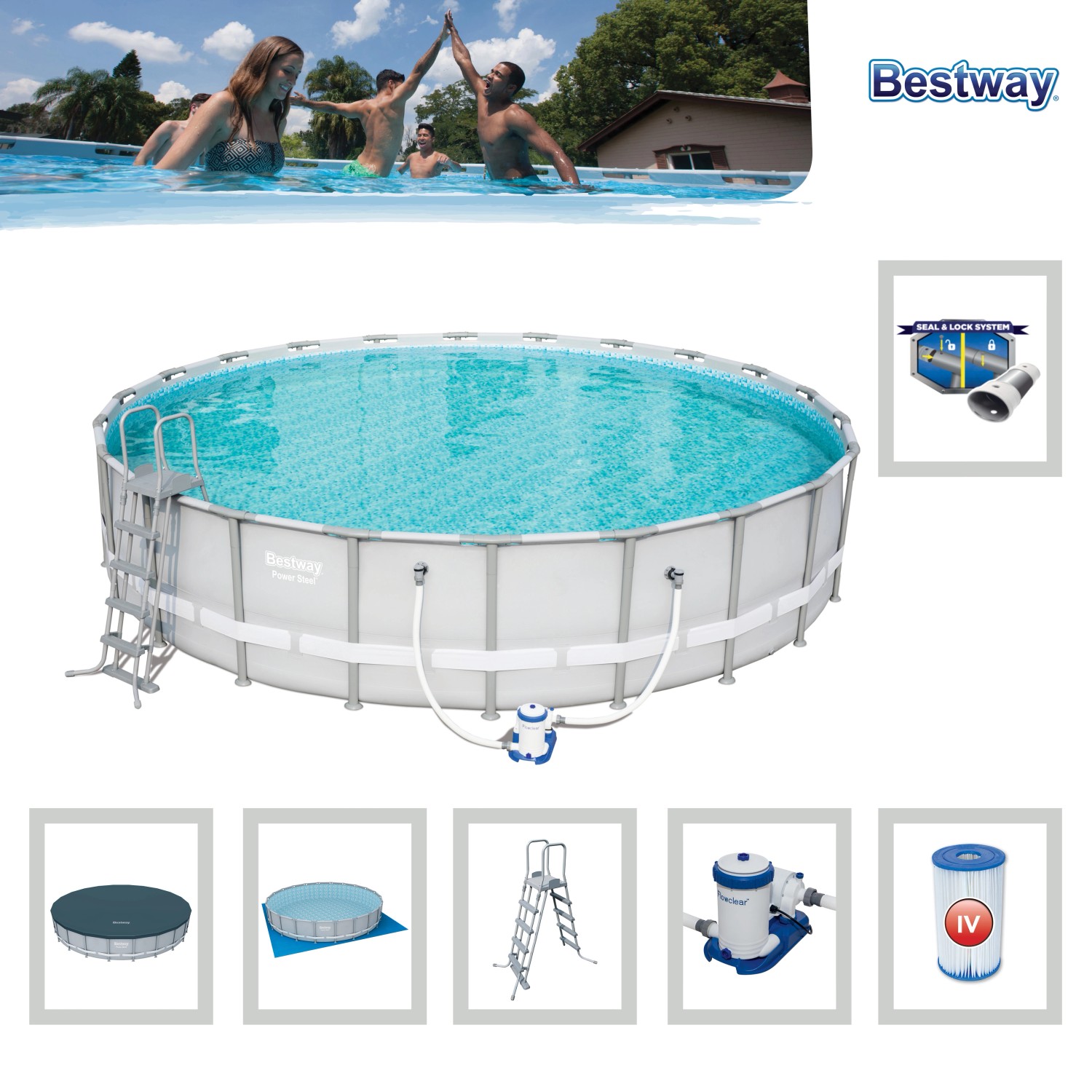Bestway StahlrahmenPool Power KomplettSet 671 cm x 132 cm kaufen bei OBI