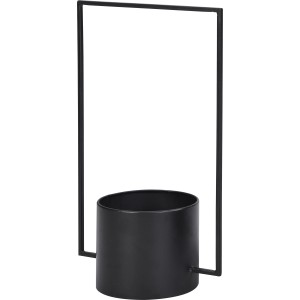 Schwarzer, runder Pflanztopf mit Halterung (43x15,5x25,5 cm) für Zimmerpflanzen.