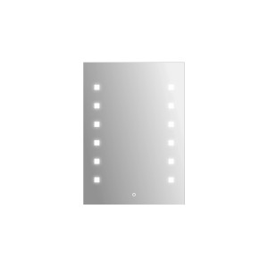 Rechteckiger Kristall-Leuchtspiegel Capella I, 50x70 cm, mit LED-Beleuchtung für Bad und Gäste-WC.