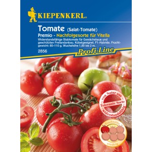 Kiepenkerl Tomate Premio F1-Hybride: Packung Gemüsesamen mit roten Tomaten.