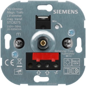 Siemens Drehdimmer-Einsatz, 20-500 W/VA, Detailansicht der Rückseite mit Anschlüssen.
