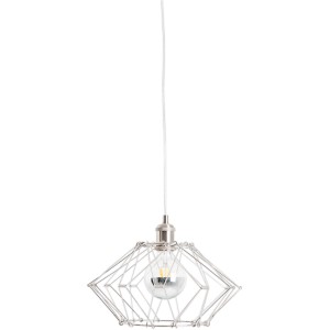 Silberfarbene Näve Pendelleuchte Fyn Ø 40 cm aus Metall mit Drahtschirm im Industrial Style.