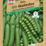 Samenpackung BIO Sommermarkerbse Karina von Sperli mit grünen Erbsenschoten.