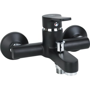 Schwarze, matte baliv Wannenarmatur WA-5760 mit Umsteller für Badewanne.