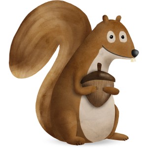 Komar Wandbild: Niedliches Eichhörnchen mit Eichel, 40x50 cm. Dekoratives Bild fürs Kinderzimmer.