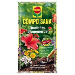 Compo Sana Qualitäts-Blumenerde, 5L Sack für Zimmer-, Balkon- und Gartenpflanzen.