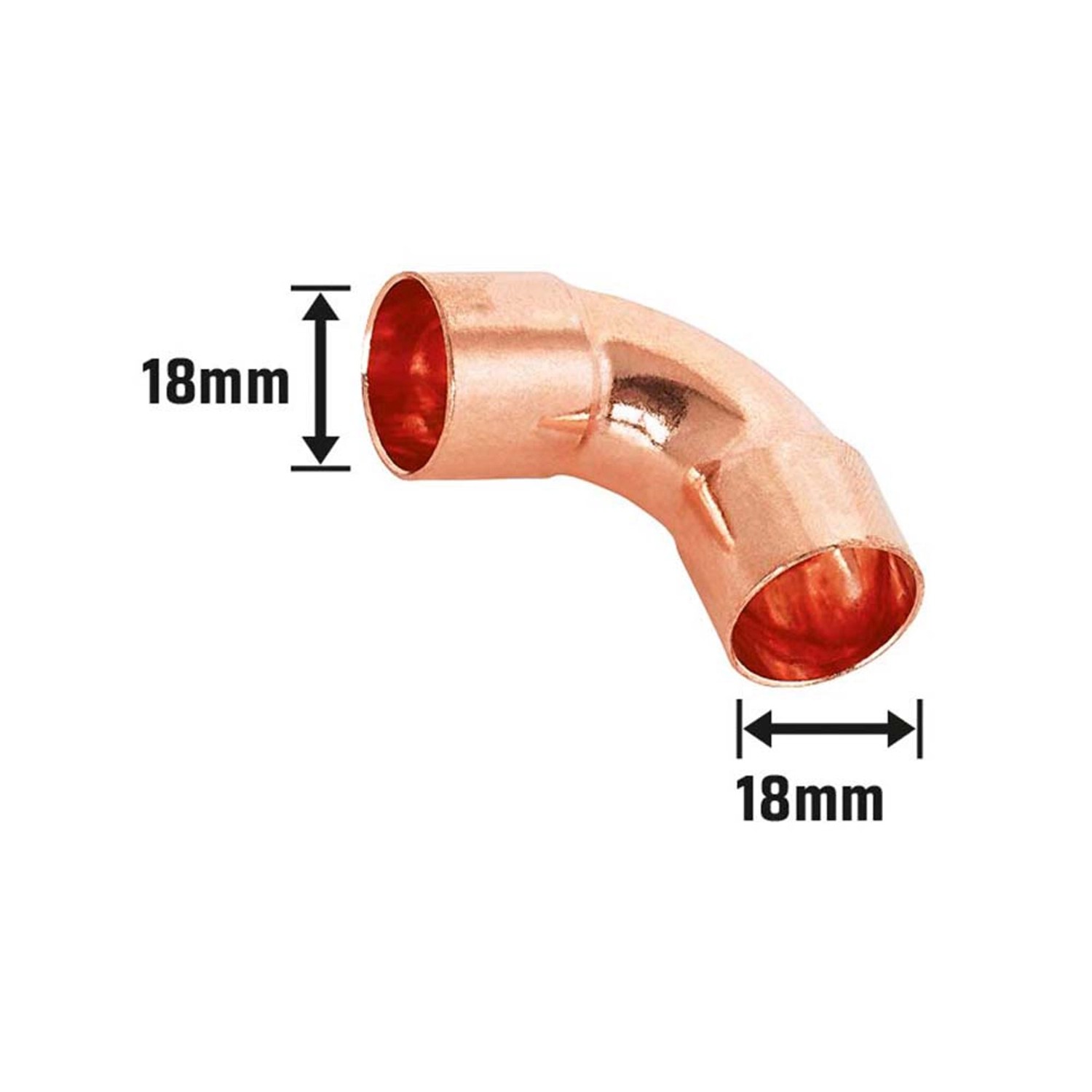 Kupfer Löt-Bogen, 18 mm Durchmesser, zur Verbindung von Kupferrohren.