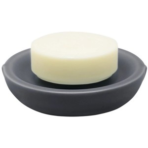 Anthrazitfarbene Spirella Seifenschale Sense mit Seife, Keramik/Metall, modernes Design.