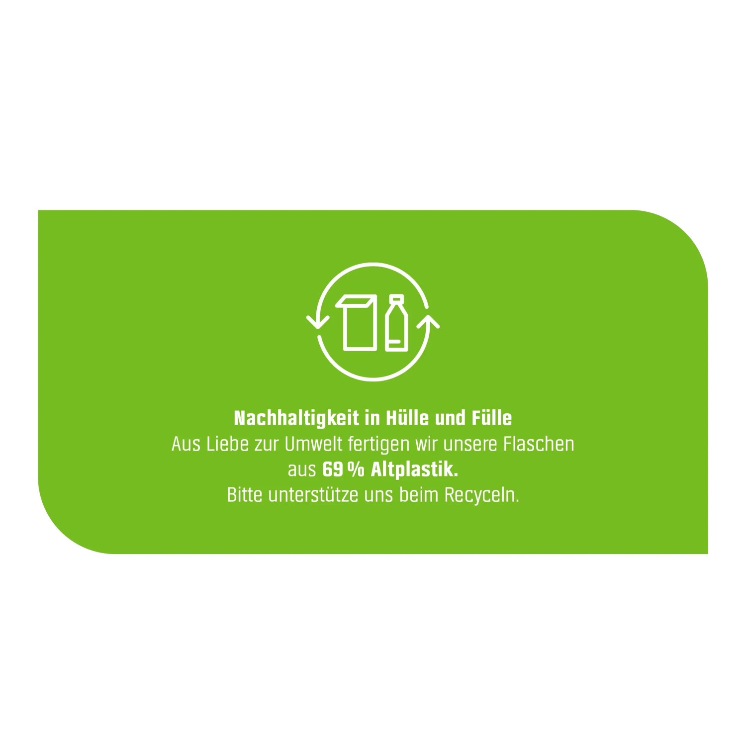 Nachhaltige Verpackung des Orchideendüngers von GROW by OBI aus 69% Altplastik.