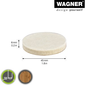 Wagner Filzgleiter, selbstklebend, Ø 45mm, 4er-Set, weiß. Möbelgleiter für optimalen Oberflächenschutz.