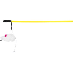 Trixie Spielangel mit Plüschmaus, gelber Stab, ca. 100cm lang. Katzenspielzeug für interaktiven Spielspaß.