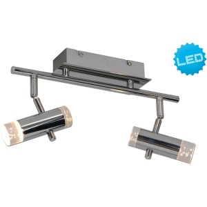 Chromfarbiger LED-Spot Garda mit zwei Leuchten für Wand und Decke.