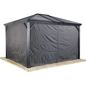 Sojag Vorhang-Set für Ventura Pavillon 10x14, grau, mit geschlossenem Vorhang an allen Seiten.