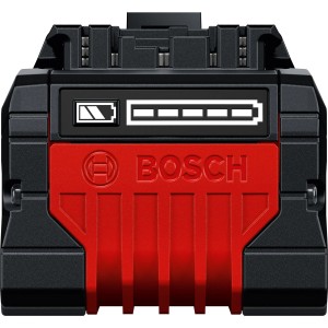 Bosch Professional Akku Expert 18V-55, 18V Akku mit roter Blende und Ladestandsanzeige.