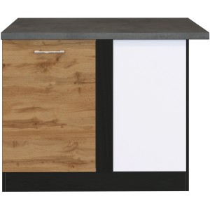 Held Möbel Eckunterschrank Sorrento, 110x85x60 cm, Wotan-Grafit Dekor, Tür links.