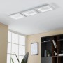 Moderne Eglo LED-Deckenleuchte Padrogiano-Z, 120x30 cm, weiß, mit drei quadratischen Leuchtflächen.