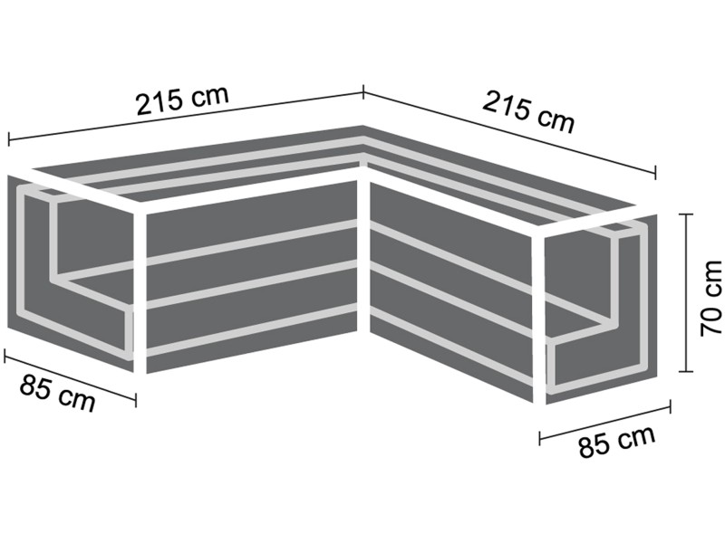 Perel Schutzhülle für Lförmiges Gartenmöbel LoungeSet 215 x 215 cm