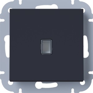 Schwarzer Taster Neutral Leonie für Lichtschalter, quadratisches Design.
