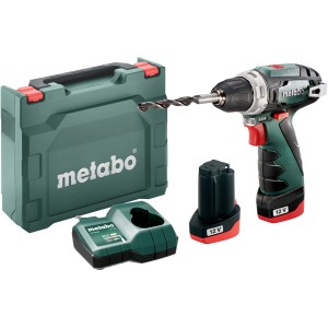 Metabo Akku-Bohrschrauber PowerMaxx BS Basic mit 2 Akkus, Ladegerät und Koffer.
