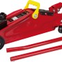 Reifenwechsel-Set: Roter Rangierwagenheber mit gelbem Griff und Hebelstangen.