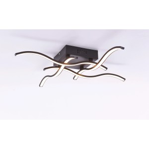 Moderne LED-Deckenleuchte Wave in Schwarz, 55x55 cm. Elegante Wohnraumbeleuchtung.