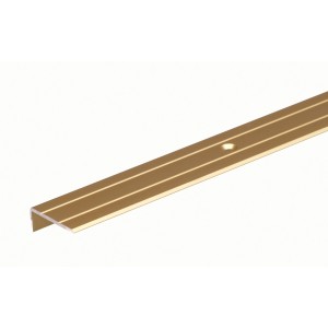 Goldenes Treppenkantenprofil aus Aluminium, L-Form, 20x25x2000 mm, für sichere Treppenabschlüsse.