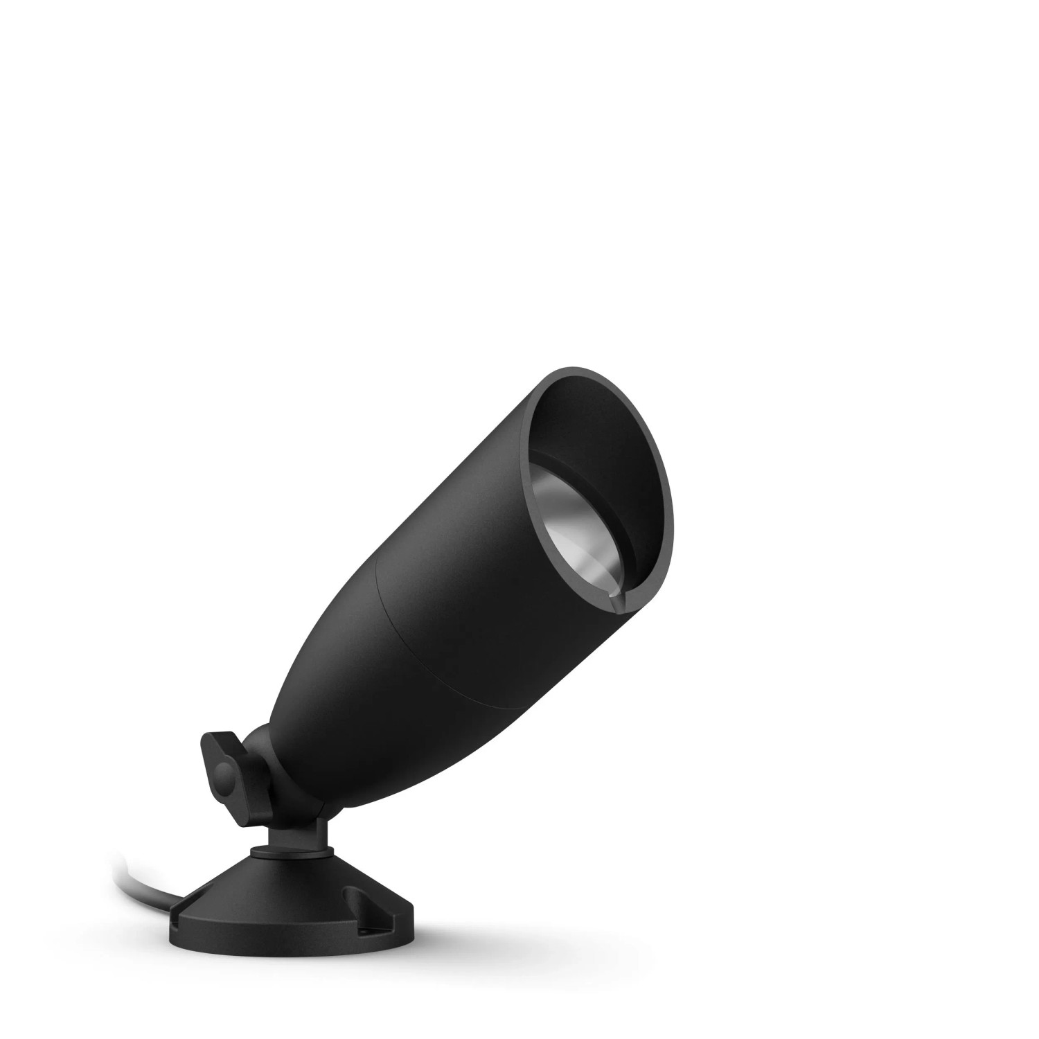 Schwarze WiZ LED Außenstandleuchte Spot, smarte Gartenbeleuchtung mit Farbwechsel.