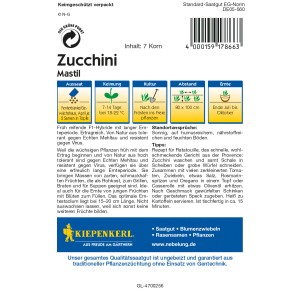 Kiepenkerl Zucchini Mastil Samenpackung: ertragreiche, resistente Sorte für den Gemüseanbau.